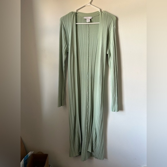 House of Harlow 1960 Mint Green Long Ribbed Tie Up Cardigan - Picture 1 of 5